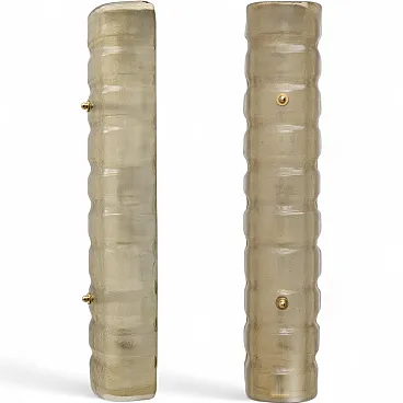 Pair of Murano frosted glass and brass wall sconces, 2000s