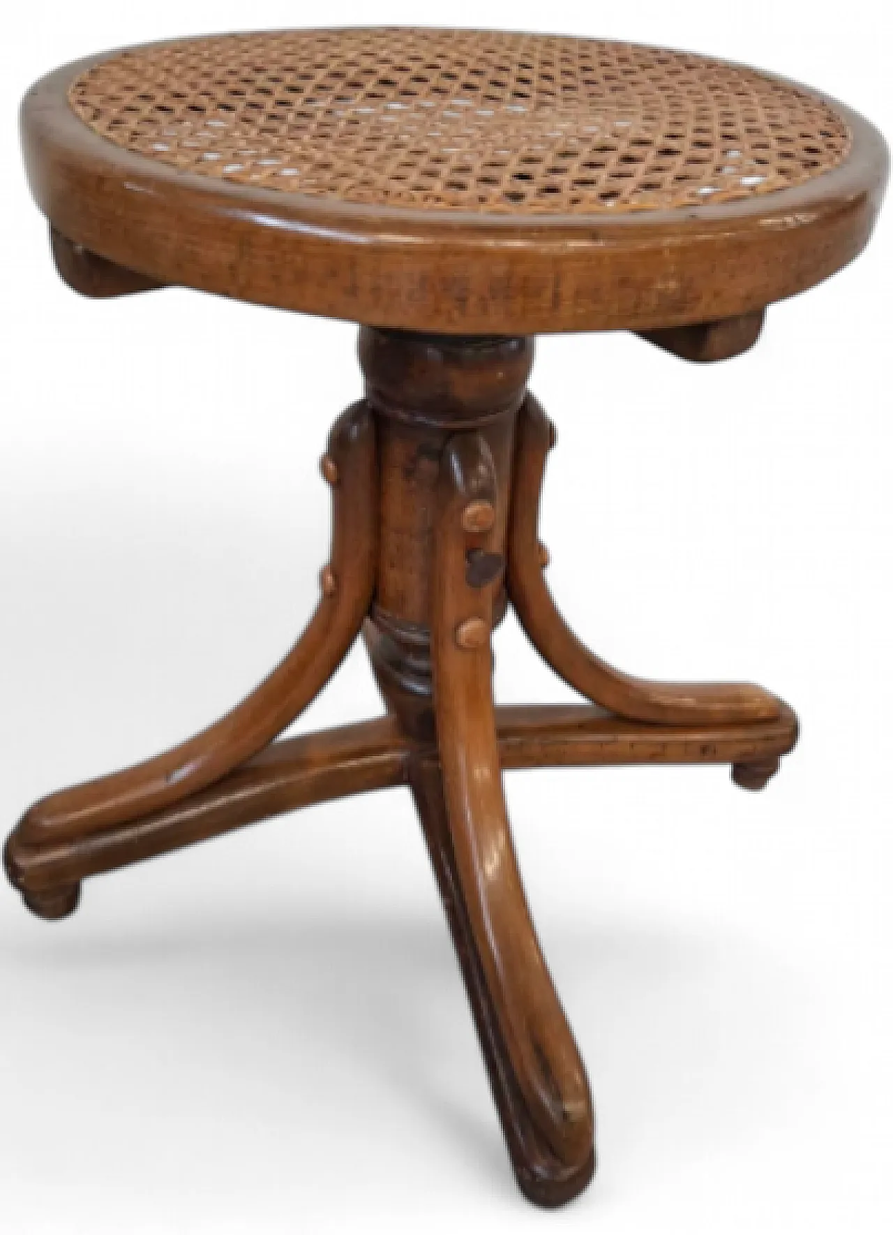 Steam-bent solid beech piano stool, early 20th century 8