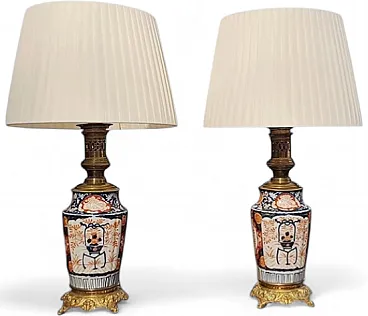 Pair of Imari porcelain table lamps, 19th century