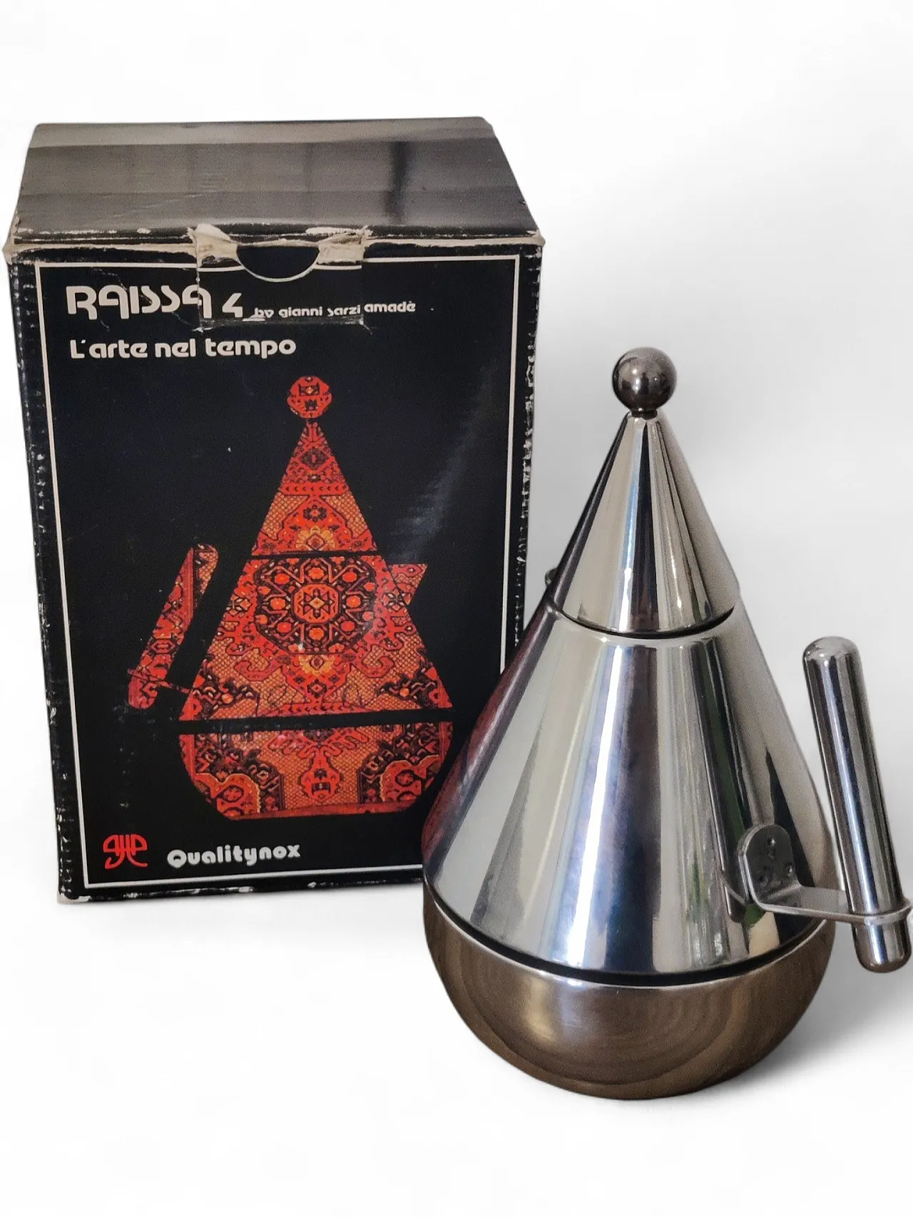 Moka Raissa in steel by Gianni Sarzi Amadè for Qualitynox 1990s 7