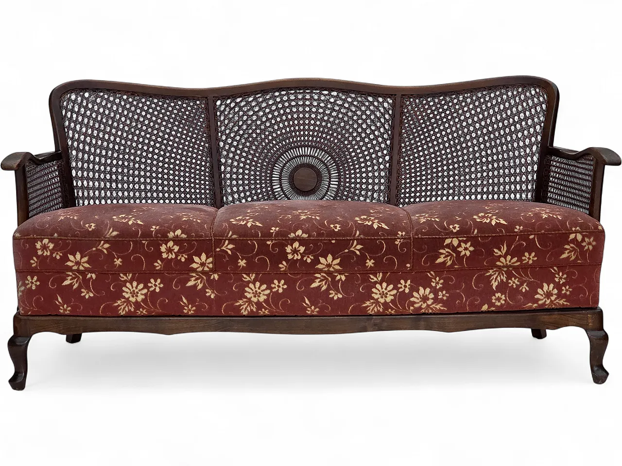 Danish 3-seater sofa in salmon pink velour and furniture mesh, 1950s 24