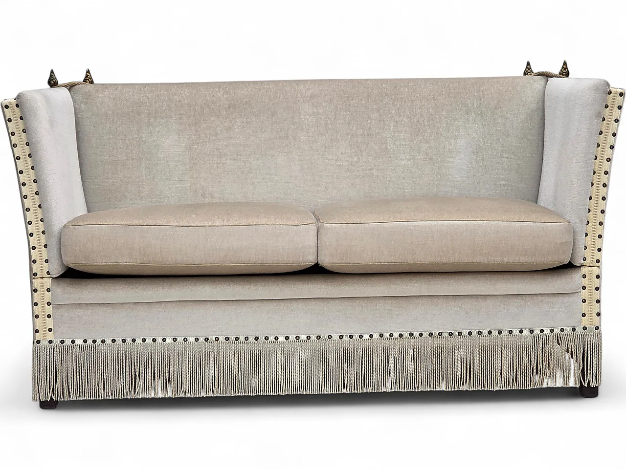 Danish 2-seater drop arm Spanish sofa in furniture velour, 1970s 24