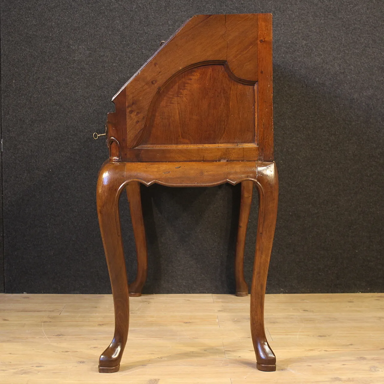 Antique Spanish flap desk in curved wood, mid-19th century 4