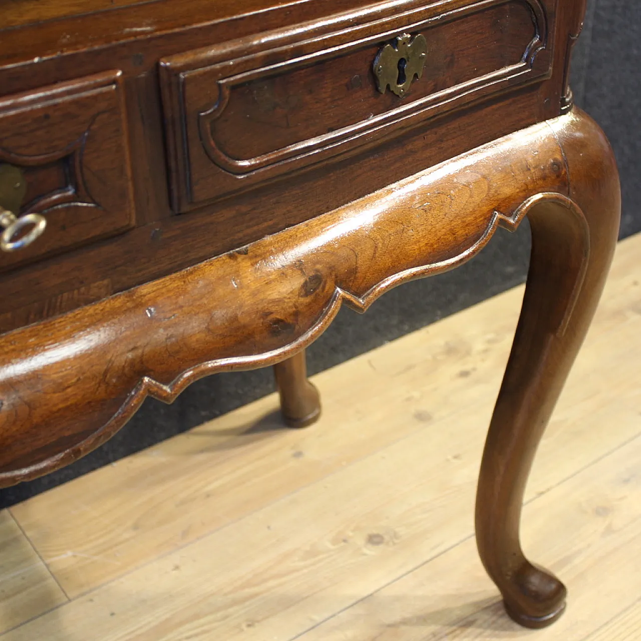 Antique Spanish flap desk in curved wood, mid-19th century 9