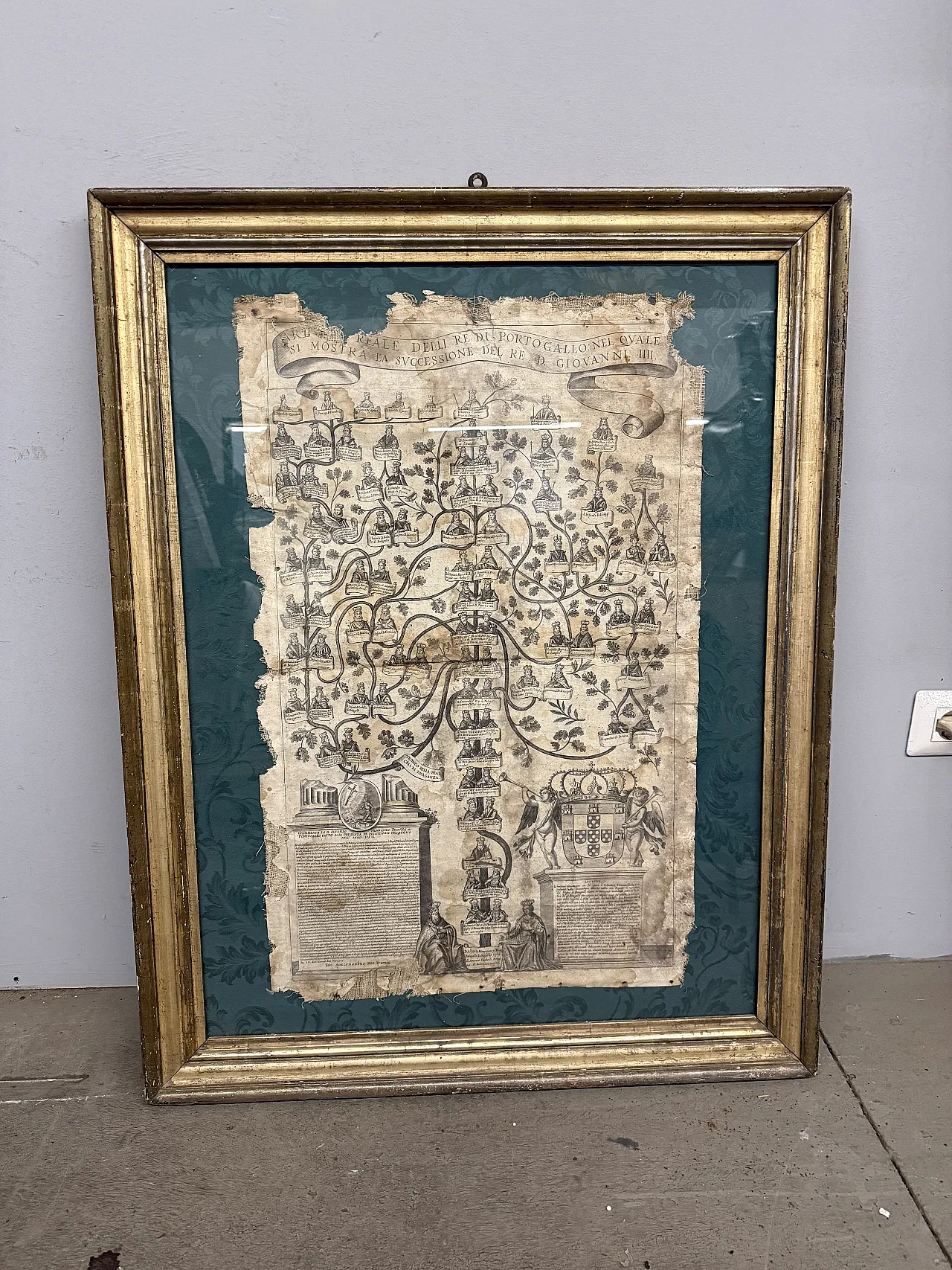 Engraving on canvas, Family tree of the King of Portugal, 16th century 1