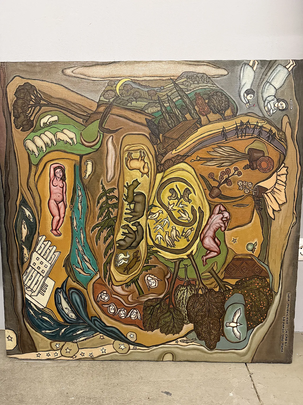 Painting on canvas Il Chaos Sofia Paceviciene, Rome 1986 3