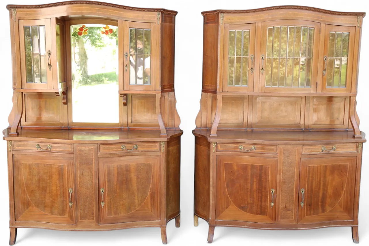 Pair of liberty display cabinets feather mahogany, 20th century 24