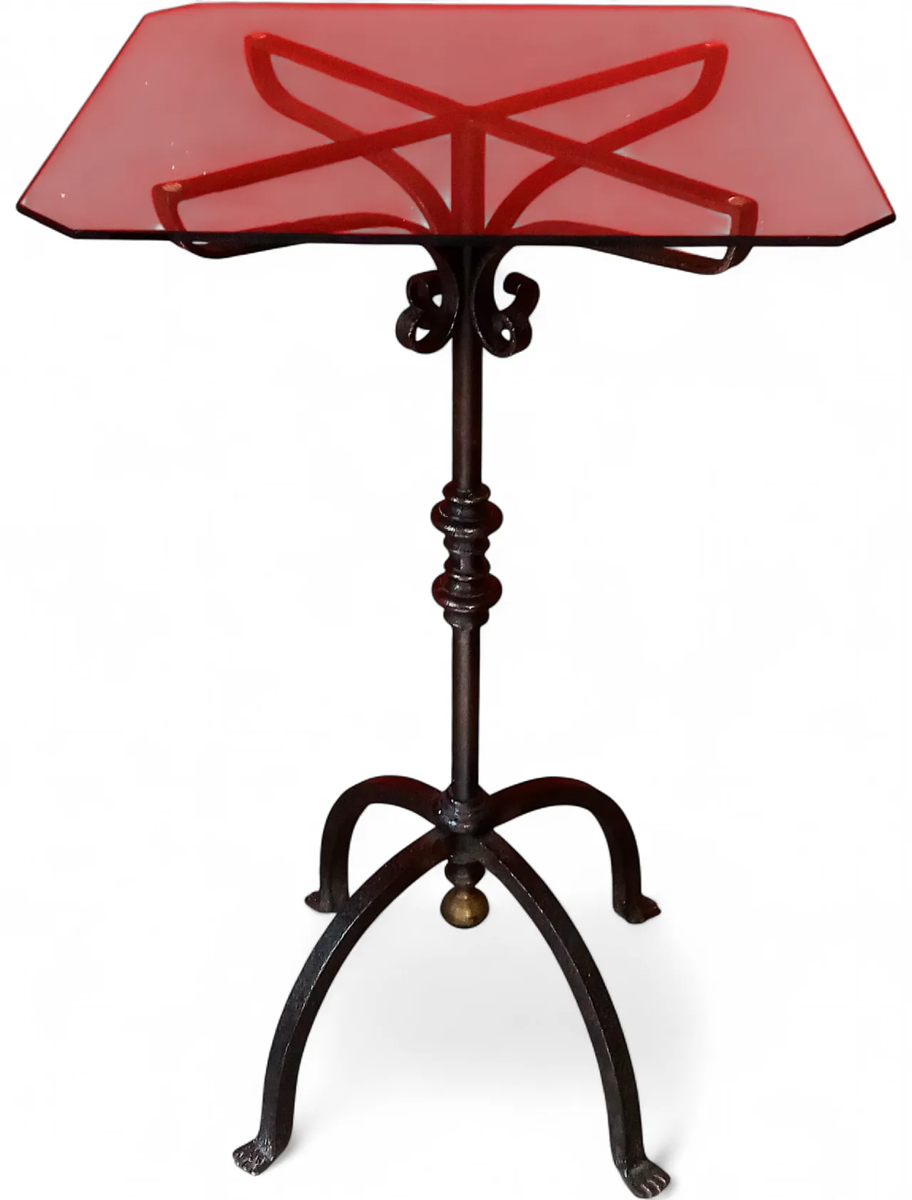 Side table with wrought iron base, 50s 12