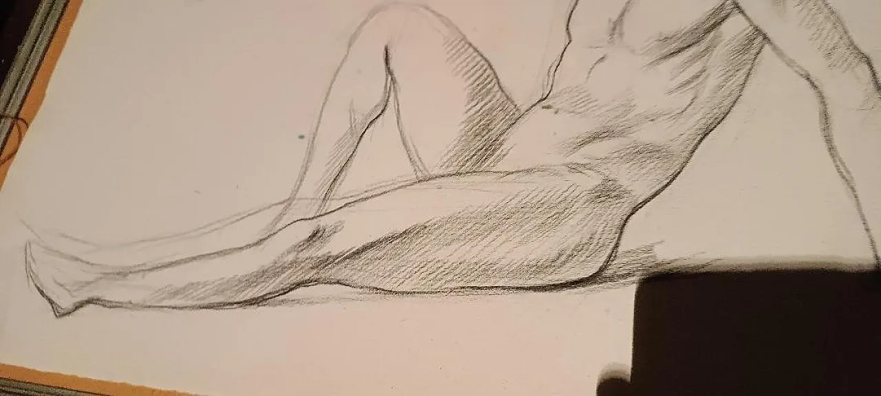 3 Nudi maschili, disegni a matita su carta, '900 5