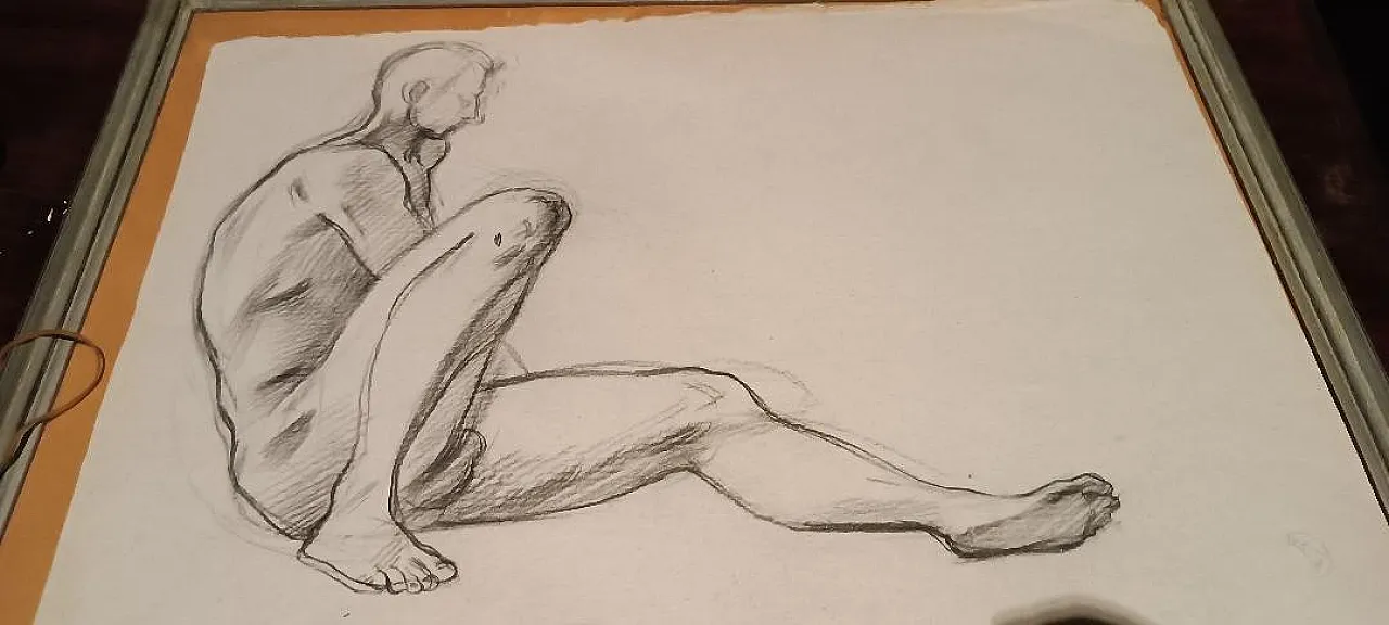 3 Nudi maschili, disegni a matita su carta, '900 6