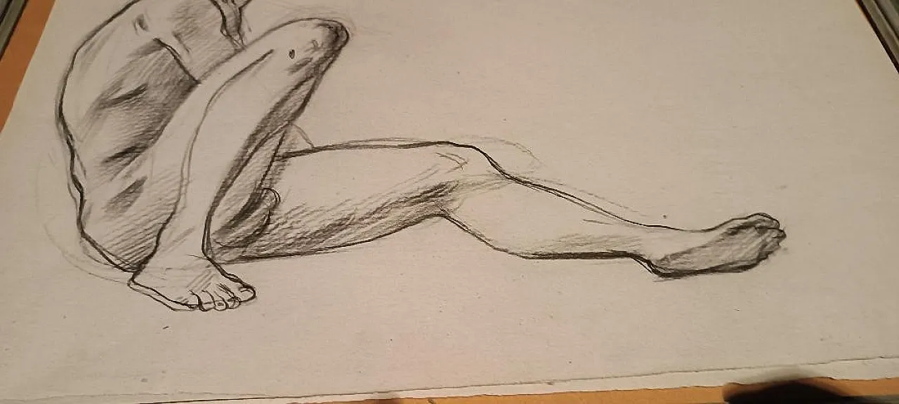 3 Nudi maschili, disegni a matita su carta, '900 7