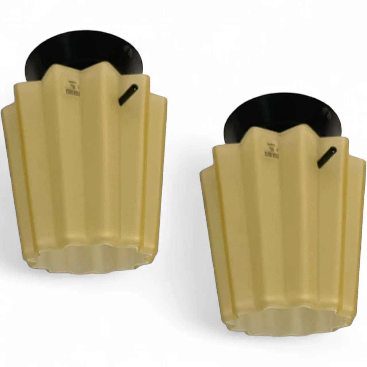 Coppia di applique plissettate in vetro di Murano, anni '80 9