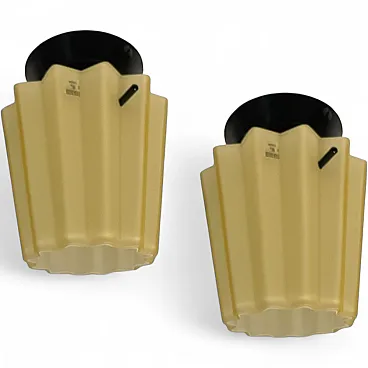 Coppia di applique plissettate in vetro di Murano, anni '80