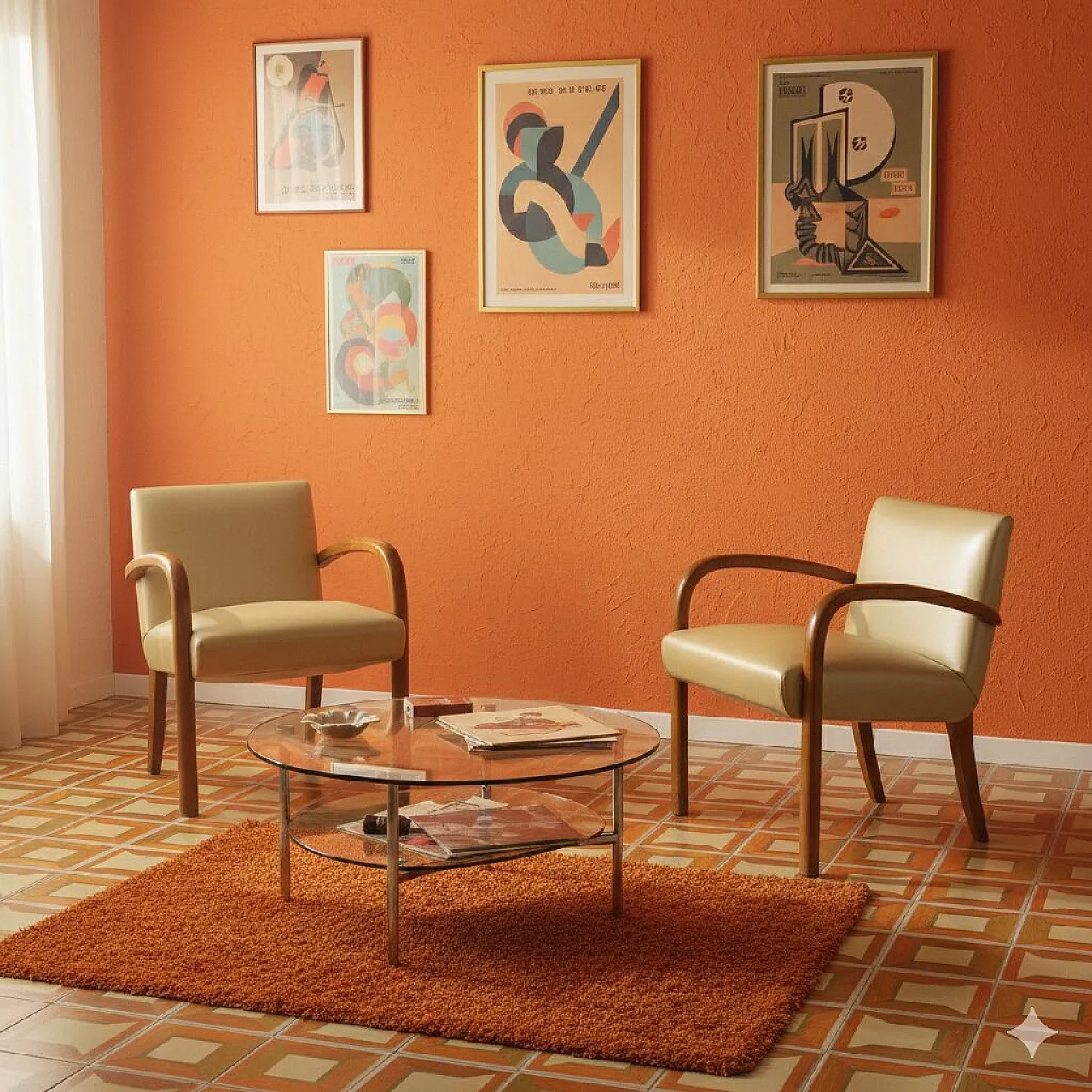 Coppia di poltrone con braccioli in faggio e vinile, '900 2