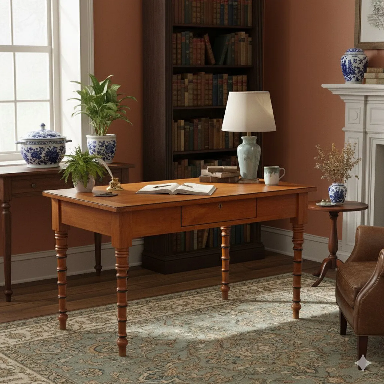 Cherry and fir table with ebonized moldings, mid-19th century 2