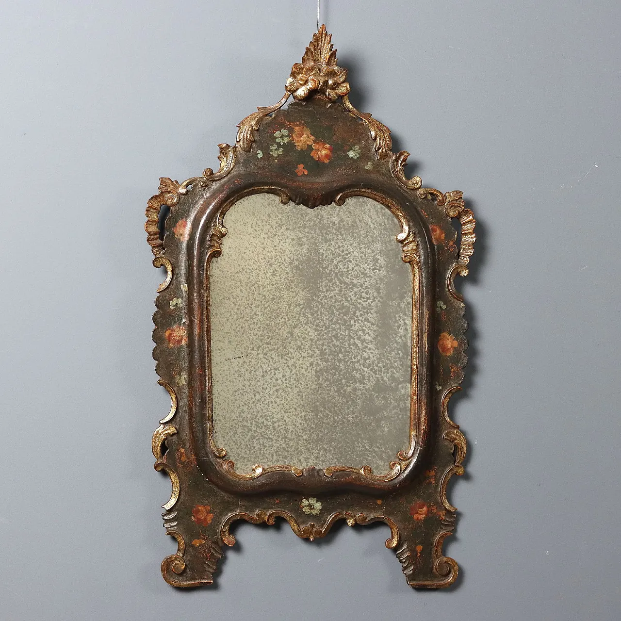 Specchio da terra in legno laccato e dipinto, fine '800 1