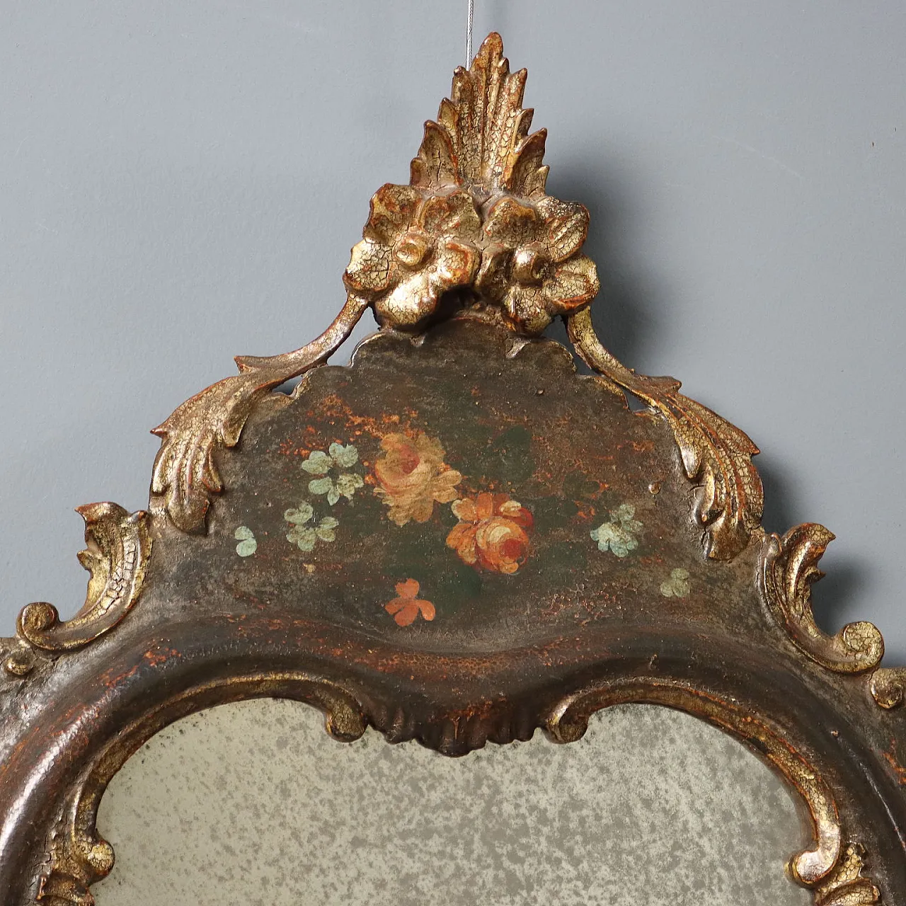 Specchio da terra in legno laccato e dipinto, fine '800 3