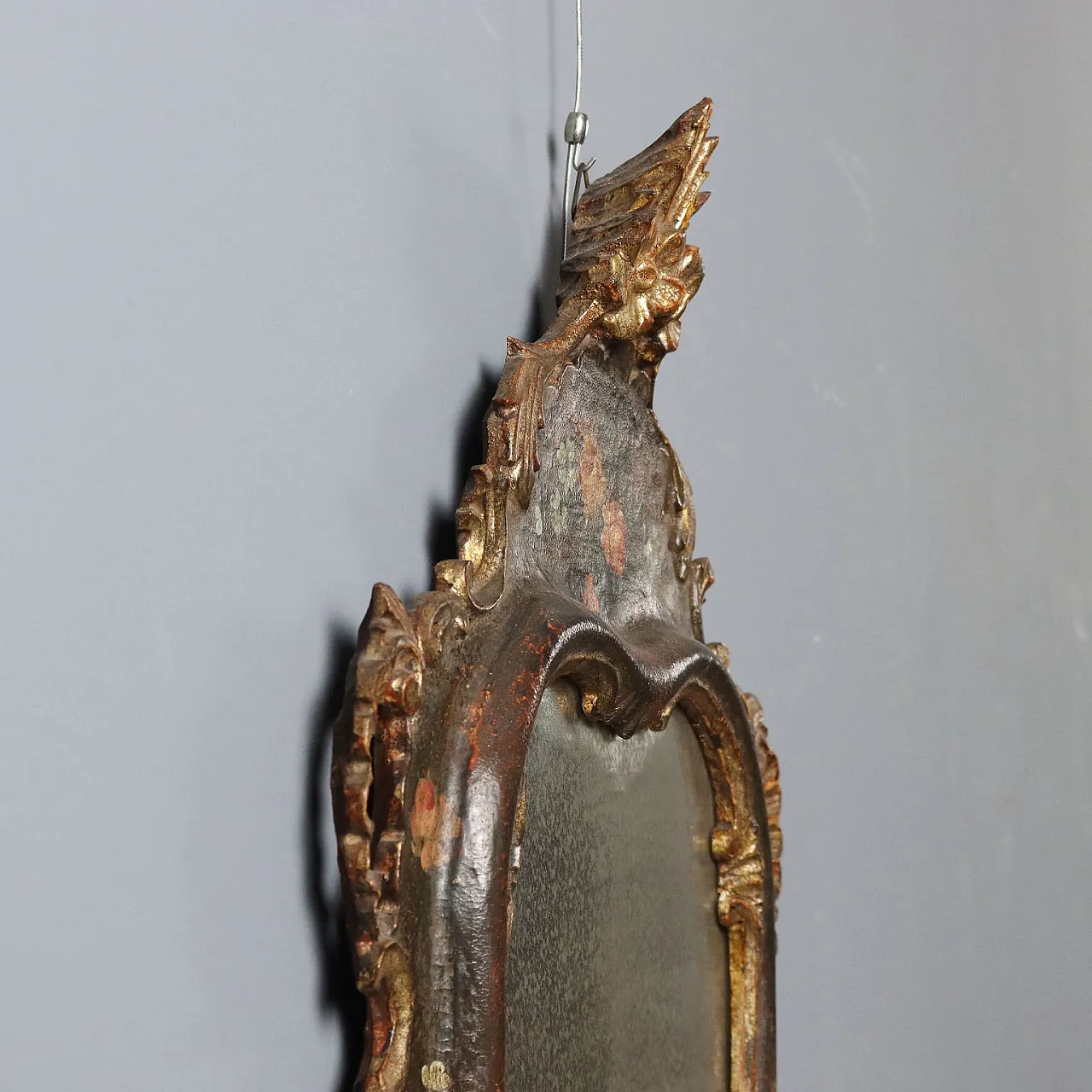 Specchio da terra in legno laccato e dipinto, fine '800 8