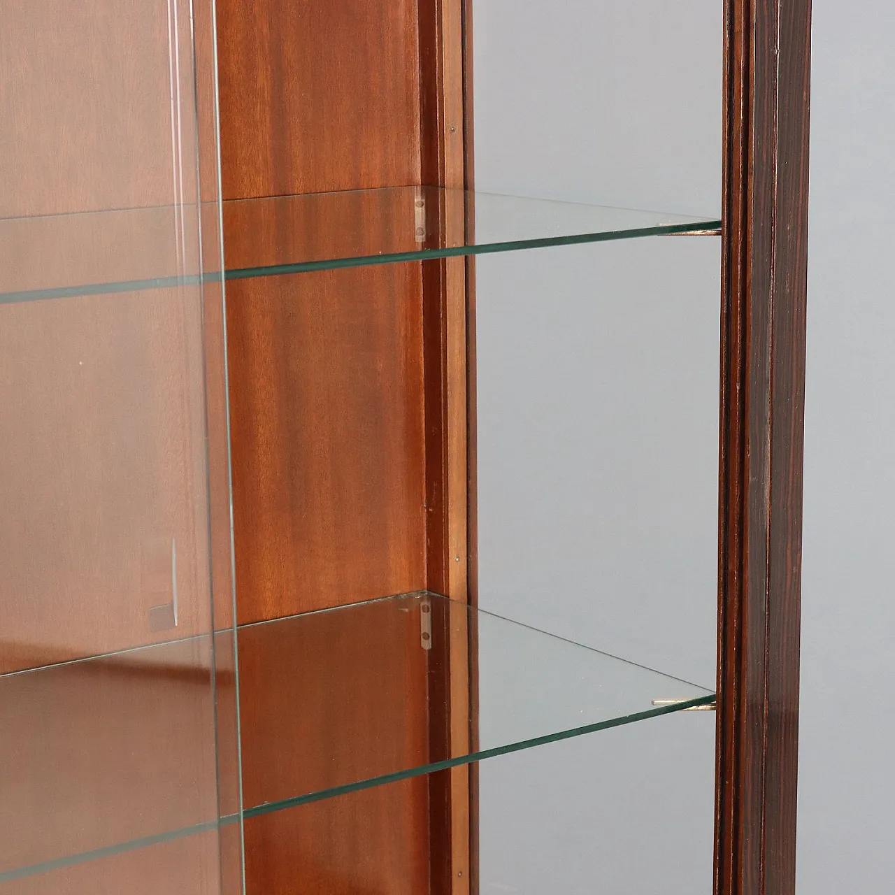 Walnut burl, exotic woods and metal display case, 20th century 6