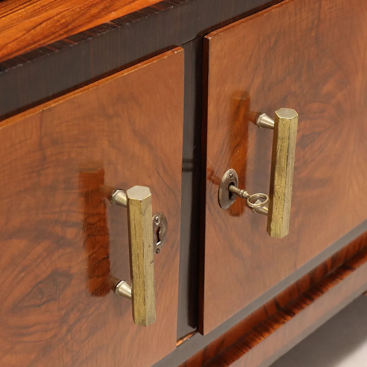 Walnut burl, exotic woods and metal display case, 20th century 8