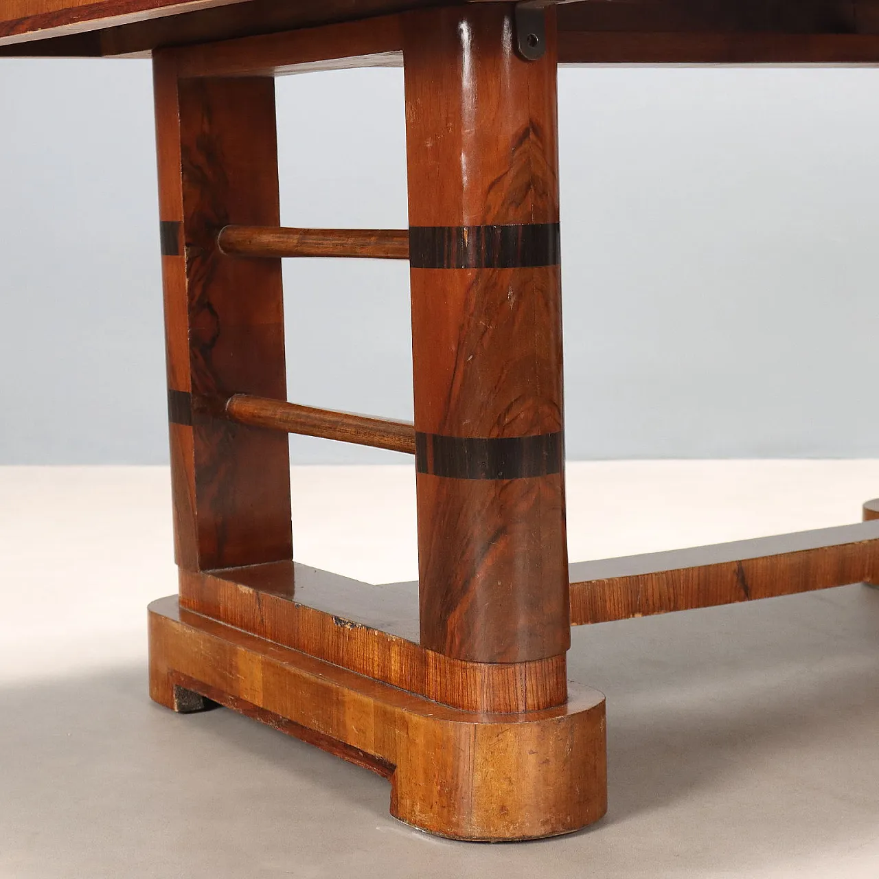 Walnut burl table and exotic wood inserts, 20th century 7