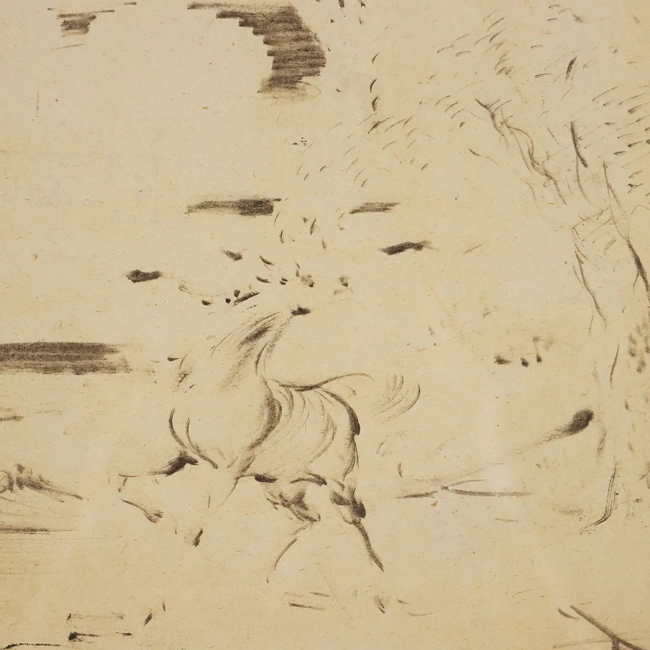 Cavallo nel paesaggio di Aligi Sassu, disegno moderno, anni '50 4