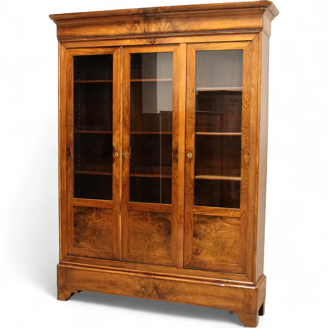 Louis Philippe 3-door showcase library walnut, 19th century 12