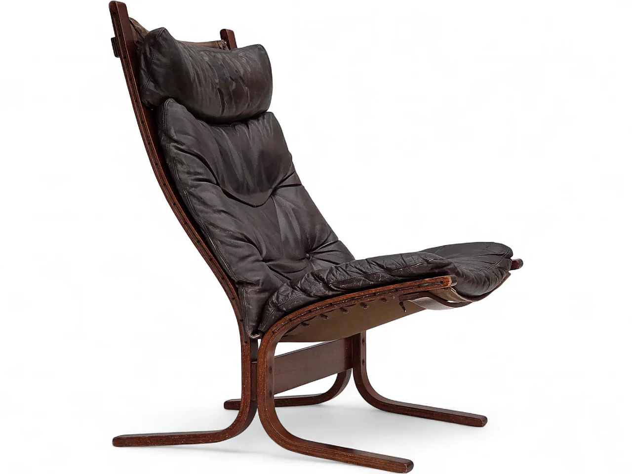 Poltrona norvegese di Ingmar Relling, modello "Siesta", in pelle, 70s 26