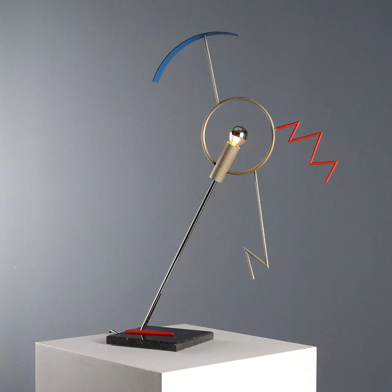 Valencia lamp in marble, nickel-plated & lacquered steel, 20th century 1