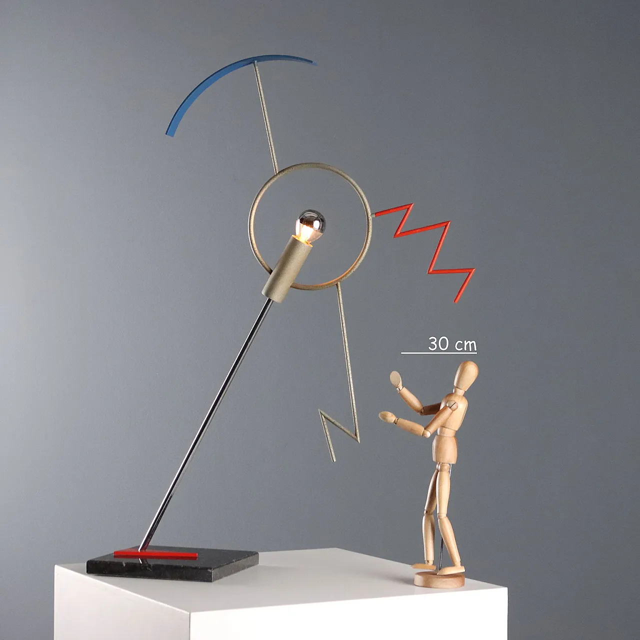 Valencia lamp in marble, nickel-plated & lacquered steel, 20th century 2