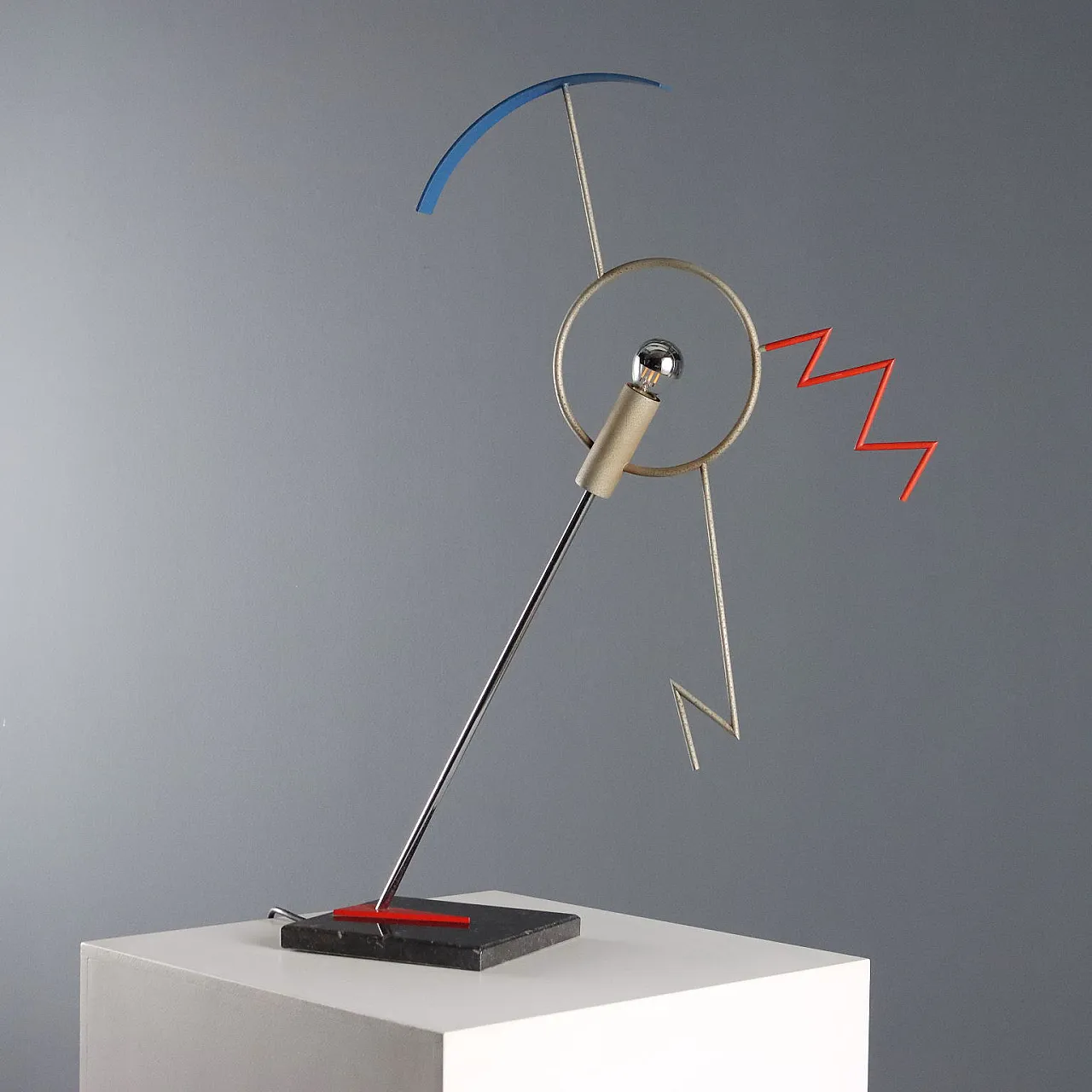 Valencia lamp in marble, nickel-plated & lacquered steel, 20th century 3