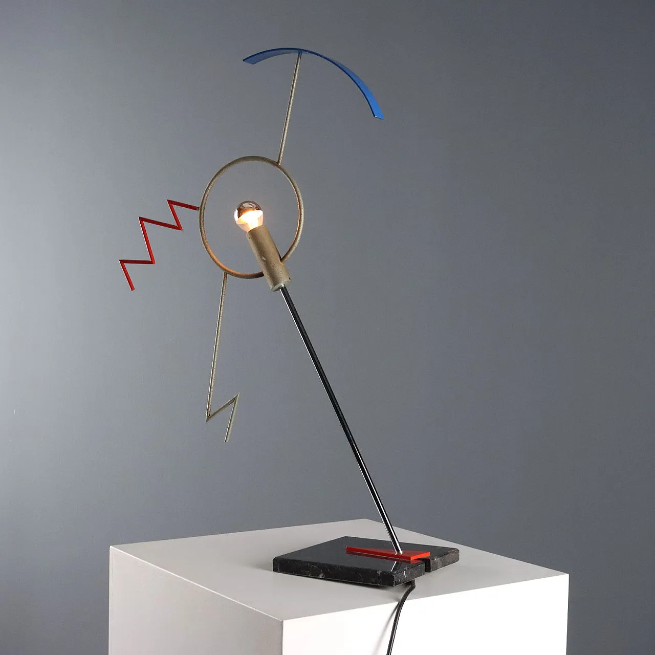 Valencia lamp in marble, nickel-plated & lacquered steel, 20th century 7