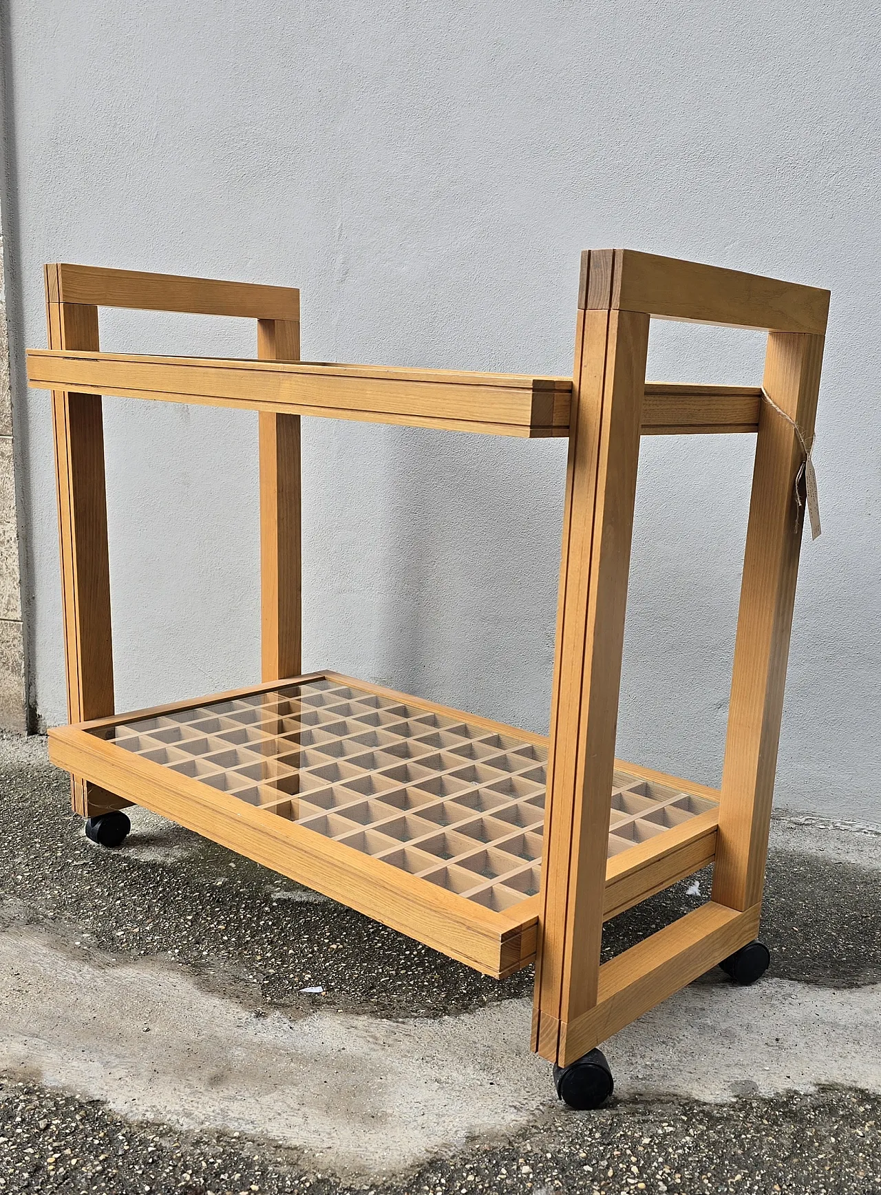Carrello in legno di faggio, anni '60 1