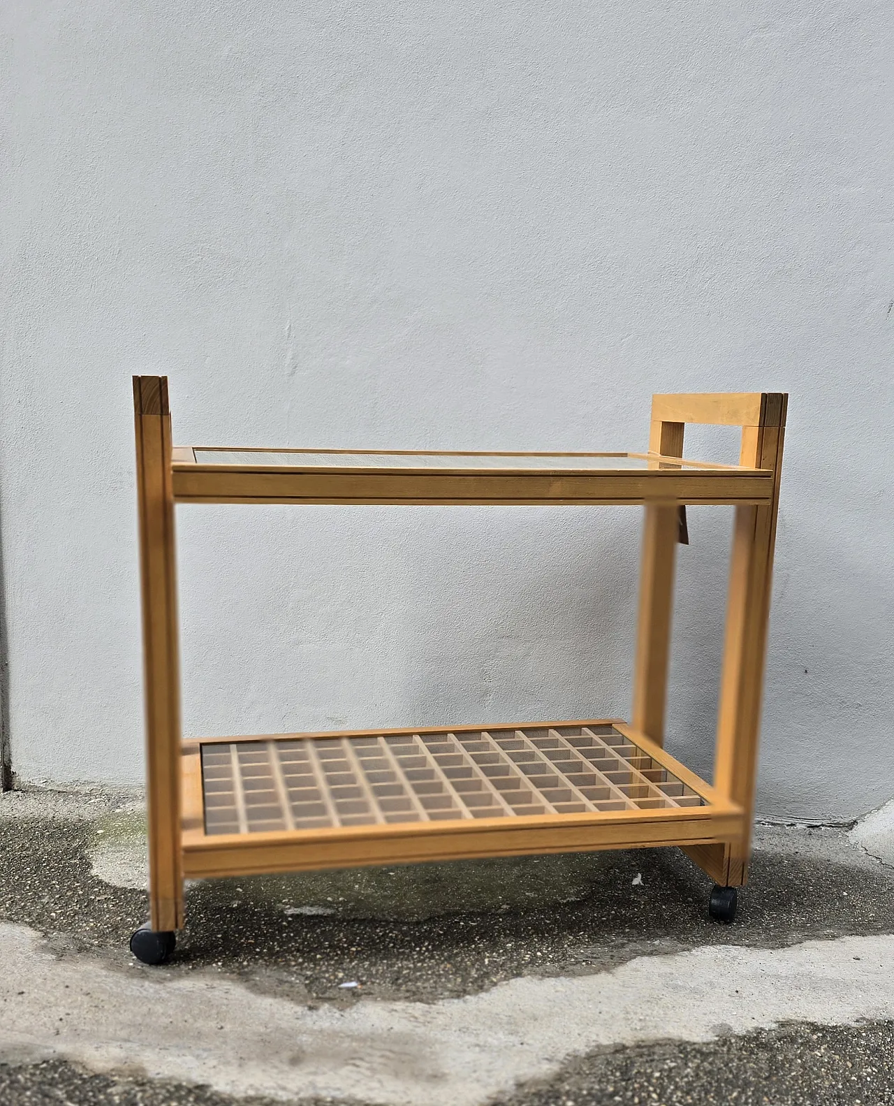 Carrello in legno di faggio, anni '60 2