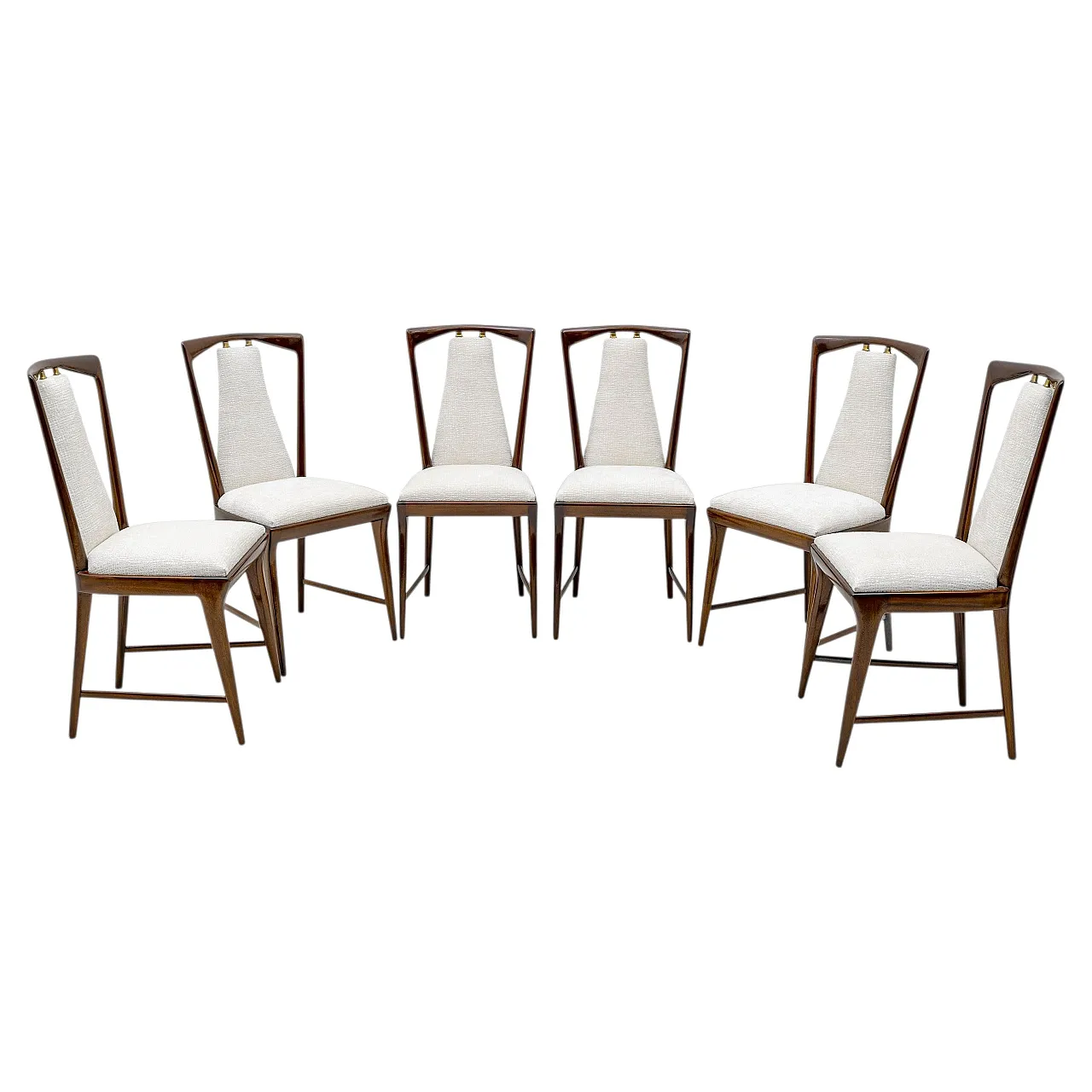 6 Mid-Century Modern bouclè dining chairs by Osvaldo Borsani, 1950s 1