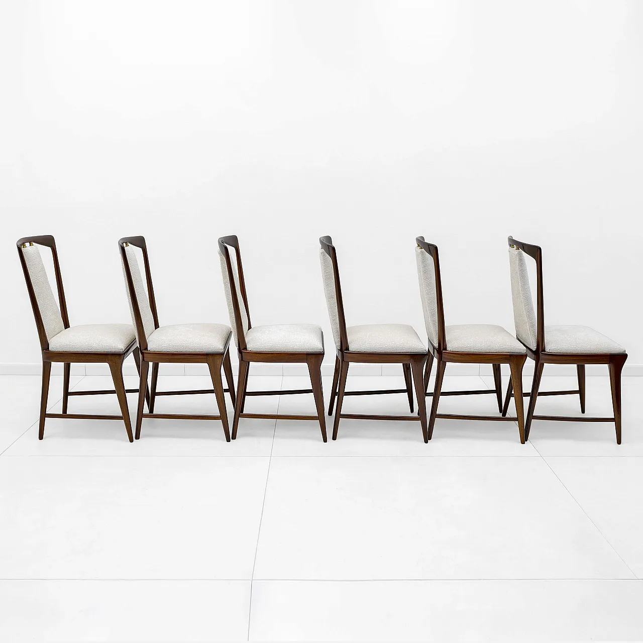 6 Mid-Century Modern bouclè dining chairs by Osvaldo Borsani, 1950s 3