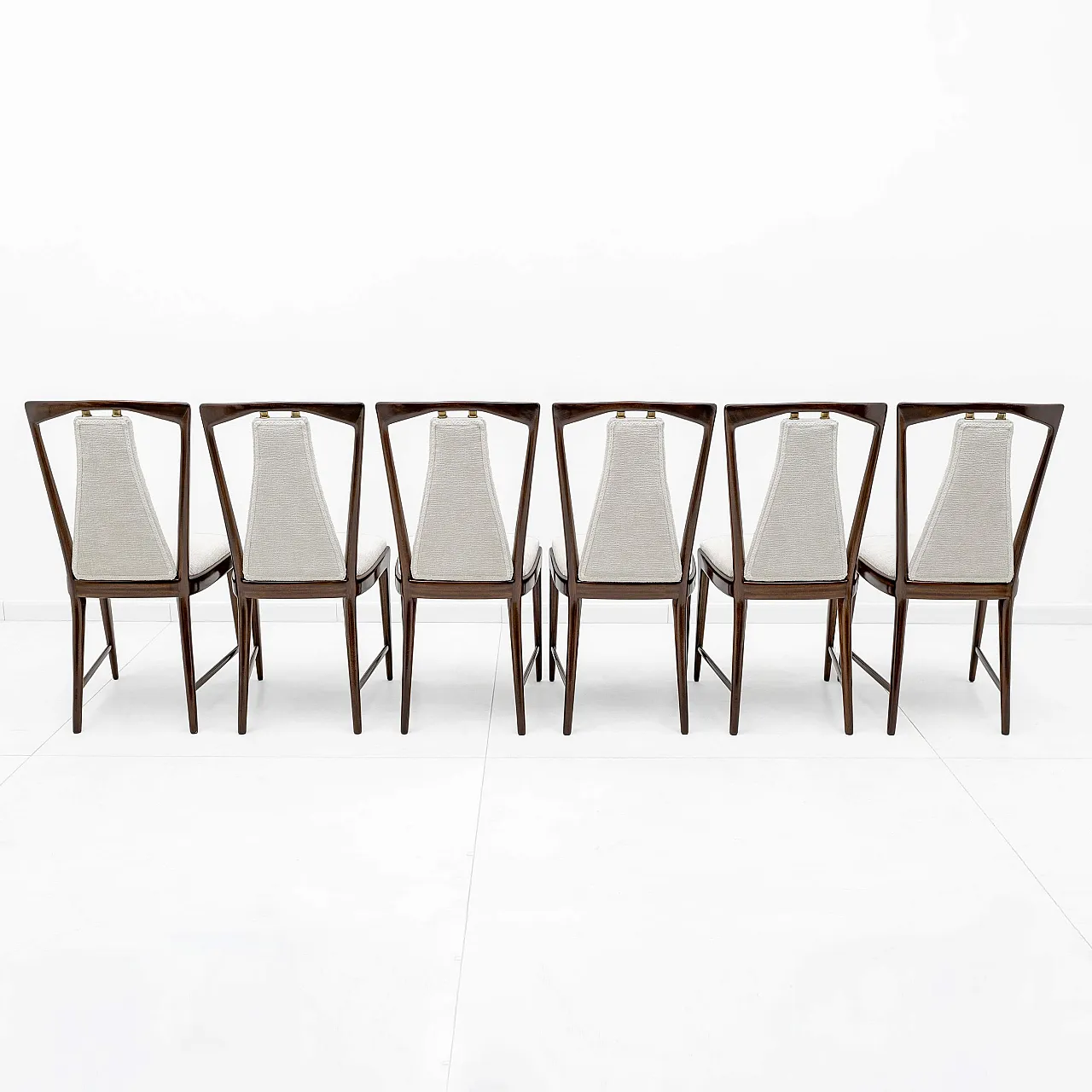 6 Mid-Century Modern bouclè dining chairs by Osvaldo Borsani, 1950s 4