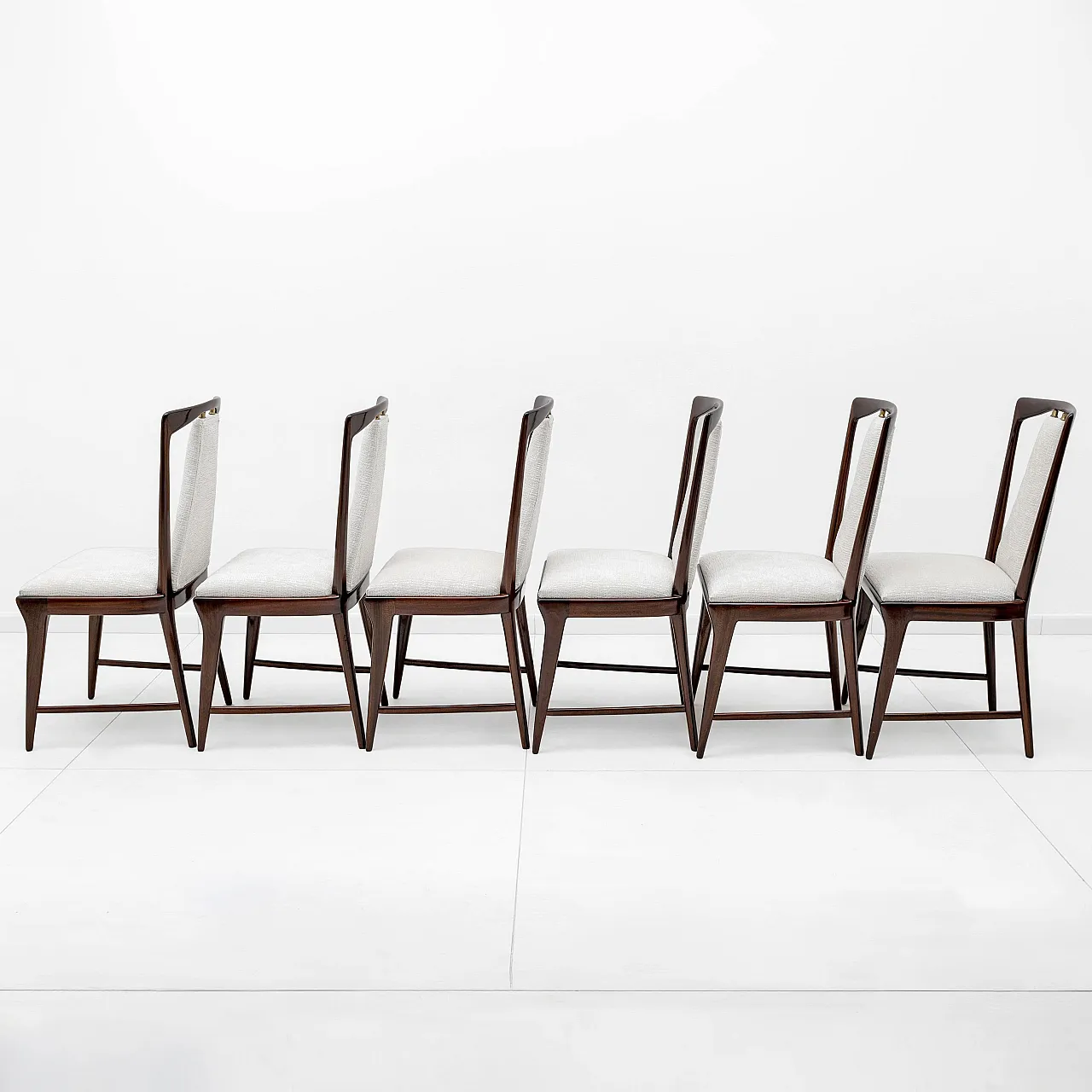 6 Mid-Century Modern bouclè dining chairs by Osvaldo Borsani, 1950s 5