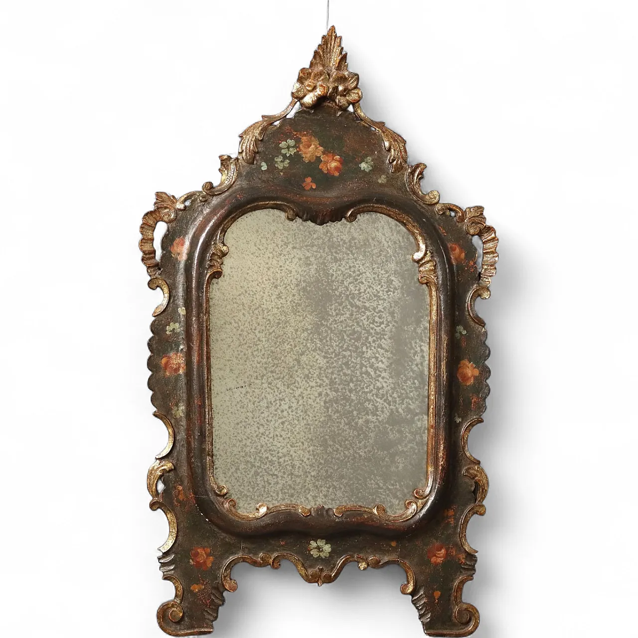 Specchio da terra in legno laccato e dipinto, fine '800 11