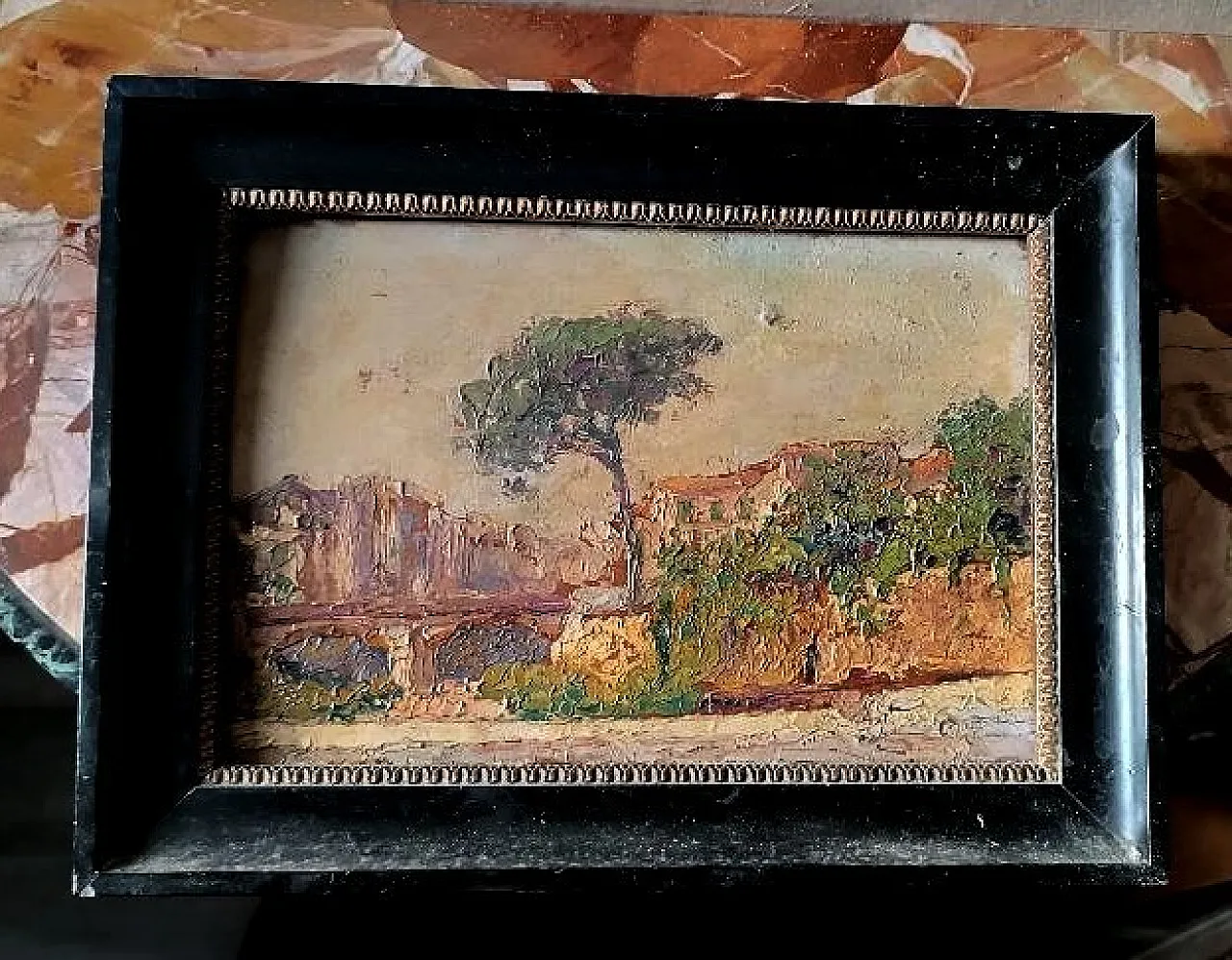 Impressionist landscape, oil on panel, late 19th century 1