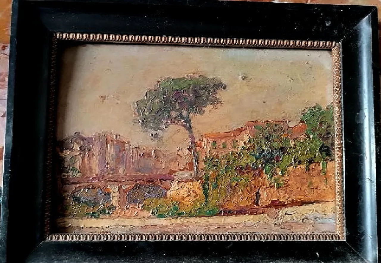 Impressionist landscape, oil on panel, late 19th century 2