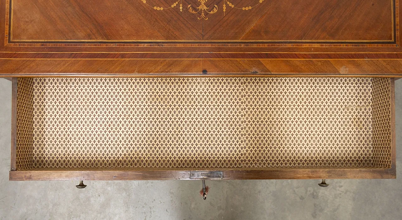 Comò Luigi XVI lastronato con varie essenze lignee, fine '800 5