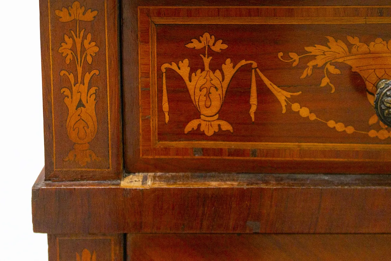 Comò Luigi XVI lastronato con varie essenze lignee, fine '800 16