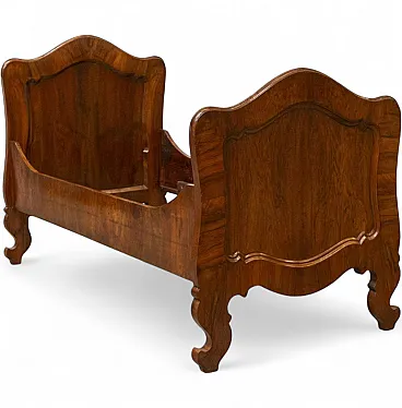 Bed in Biedermeier style with walnut veneer and inlay, 19th century