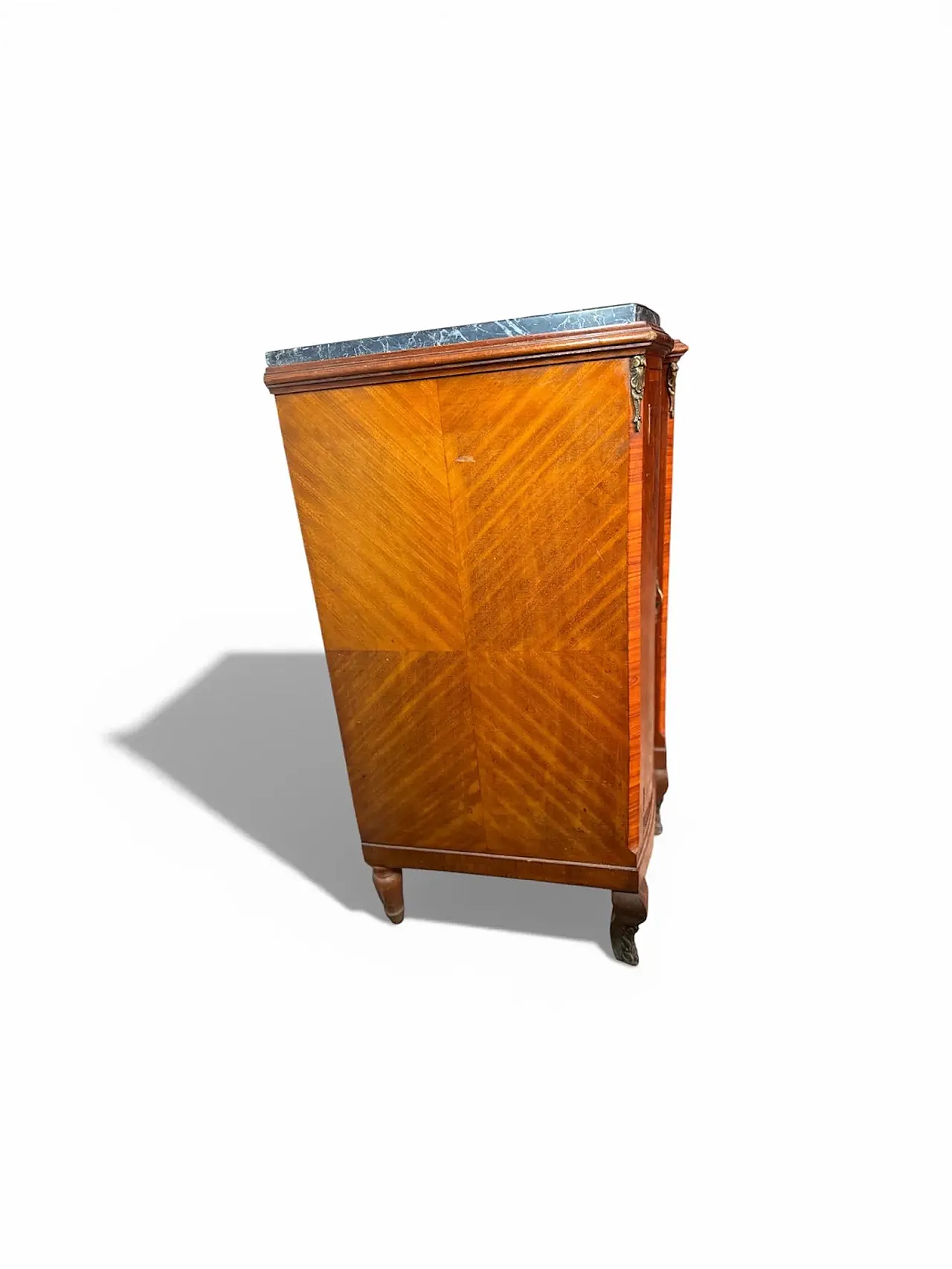 Walnut burl chest of drawers with 4 drawers and inlays, 1960s 4