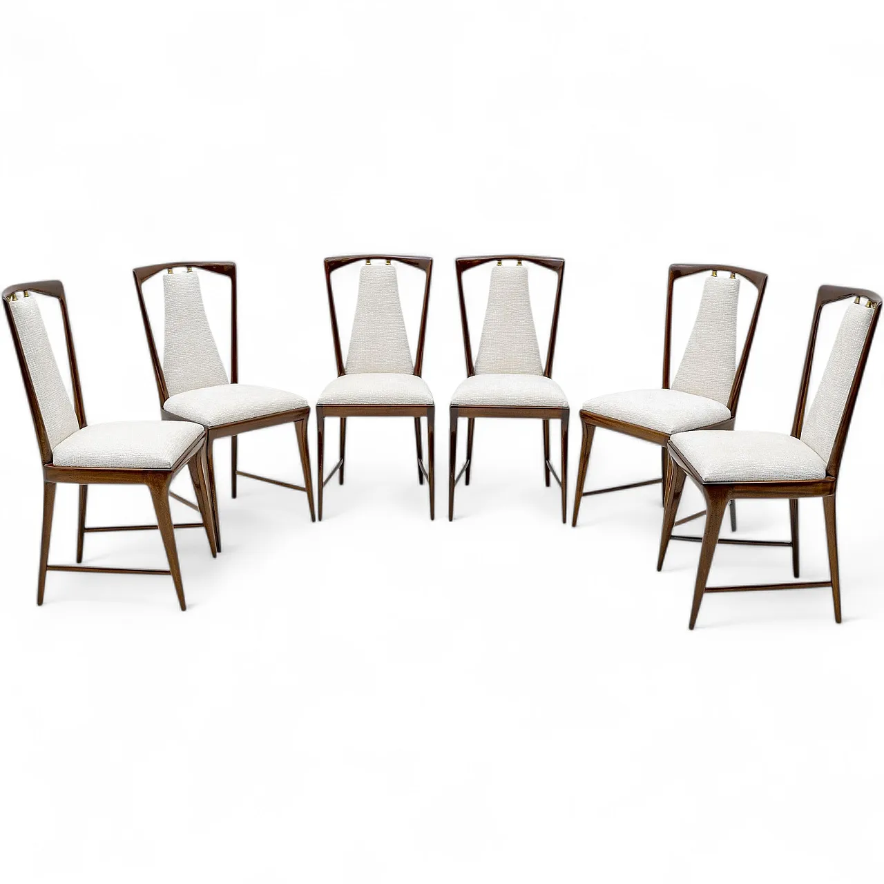 6 Mid-Century Modern bouclè dining chairs by Osvaldo Borsani, 1950s 14