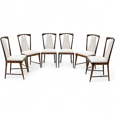 6 Mid-Century Modern bouclè dining chairs by Osvaldo Borsani, 1950s