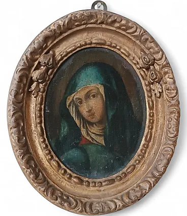 Virgin and Child, oil on canvas mounted on cardboard, 18th century