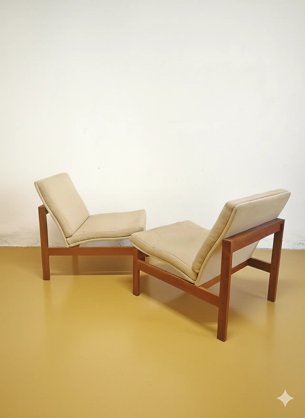Pair of Moduline armchairs Gjerlov Knudsen Lind in teak, 1960s 2