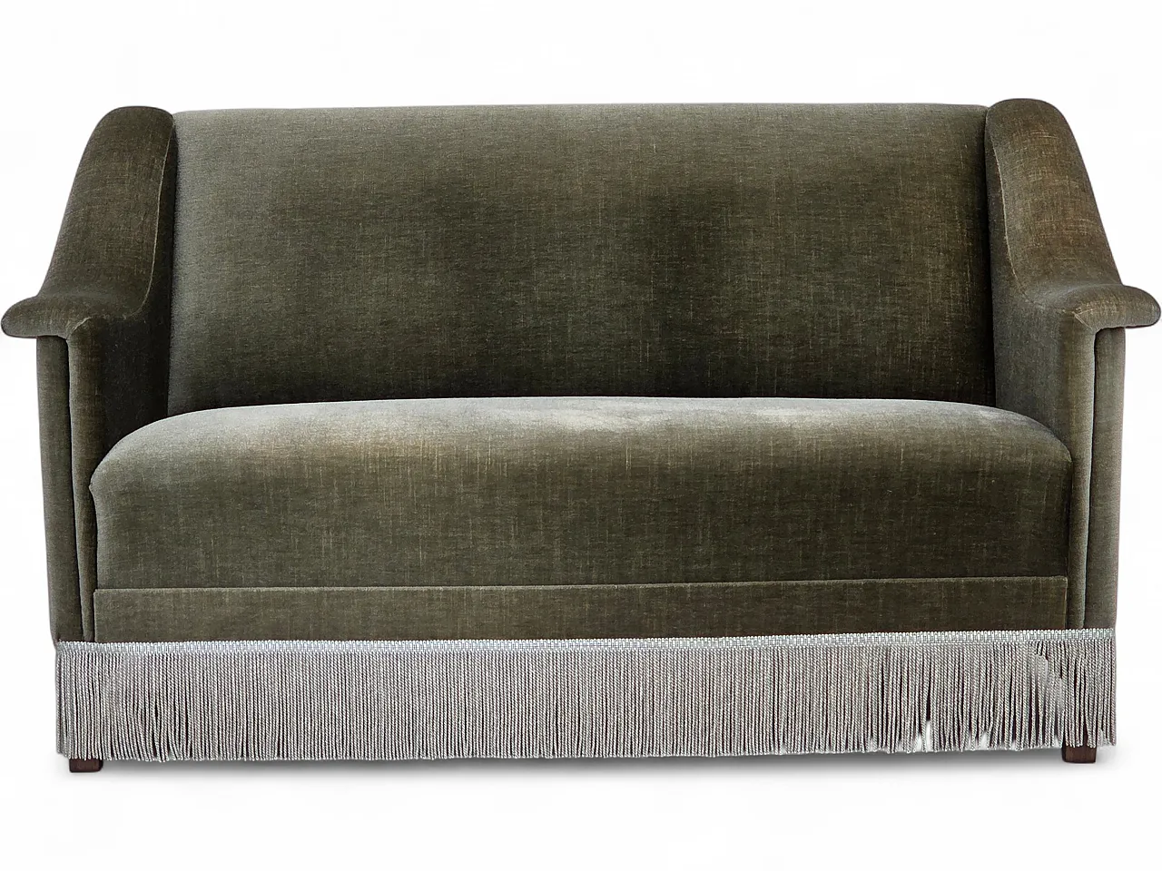 Danish 2-seater sofa in green furniture velour and beech wood, 1970s 20